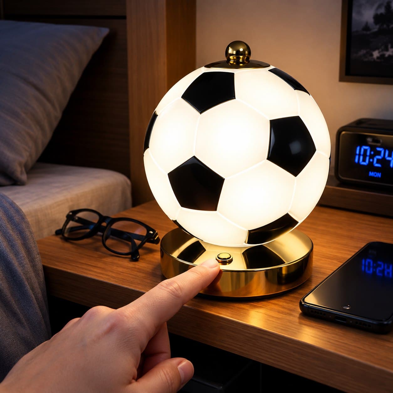 Lampe Ballon de Football LED – مجسم كرة القدم الذهبي للزينة والهدايا