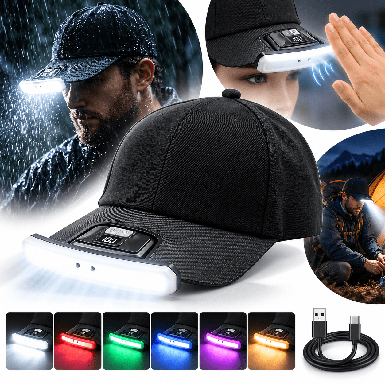 Lampe de Casquette LED avec Détecteur de Mouvement X97 - مصباح قبعة بحساس حركة قابل للشحن