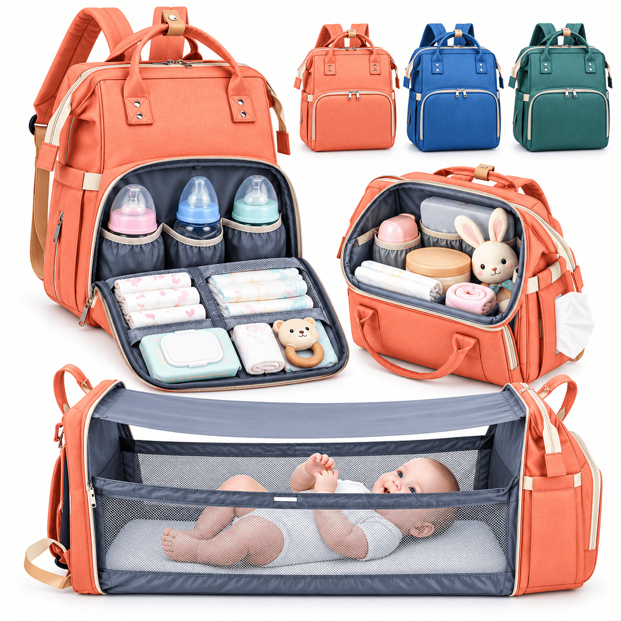Sac à dos et landau pour bébé pliable 3in1