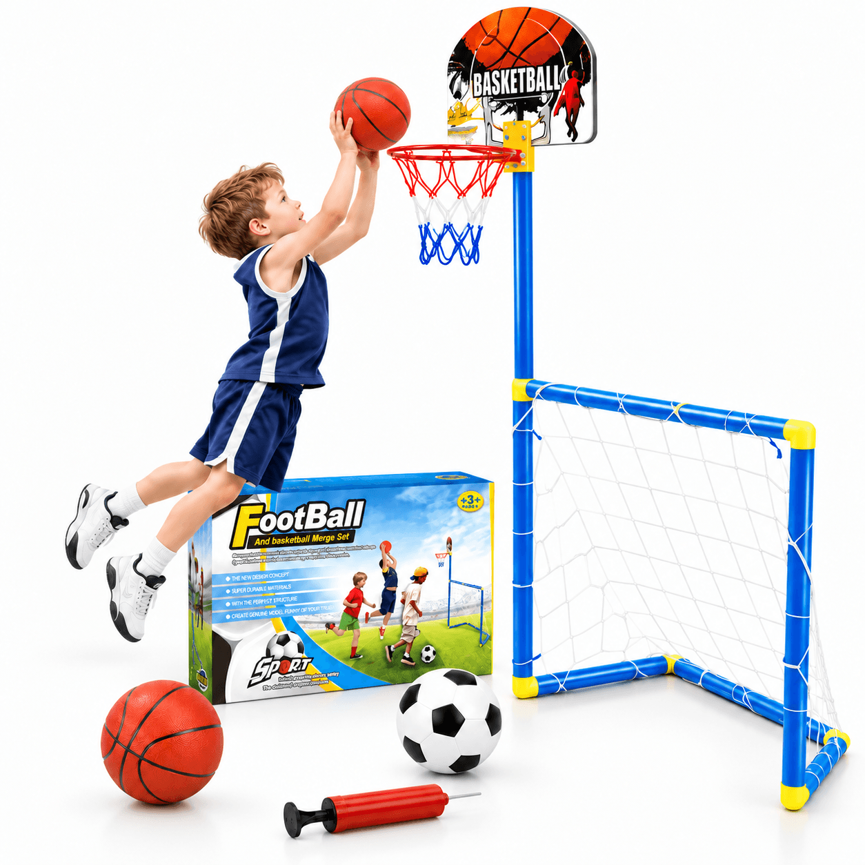 Kit de Jeux 2 en 1 Football, Basketball - مجموعة ألعاب رياضية 2 في 1 (كرة قدم، سلة، )