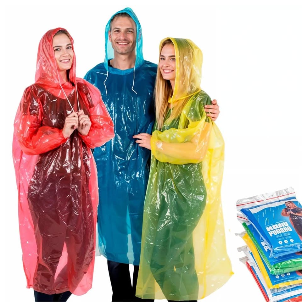 Poncho à capuche Transparent imperméable Pour Adulte protection d'urgence