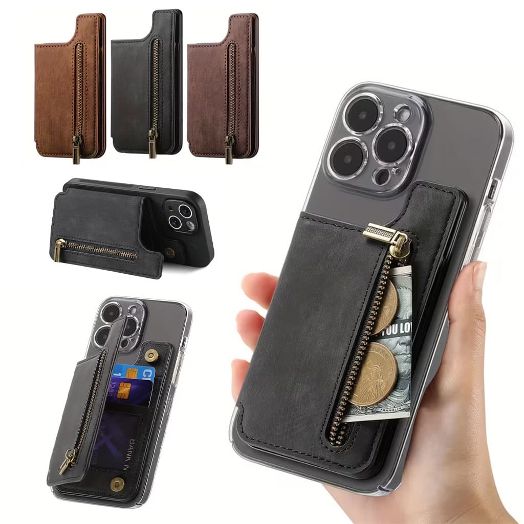 Étui portefeuille zippé pour téléphone avec emplacement de cartes - محفظة نقود وبطاقات