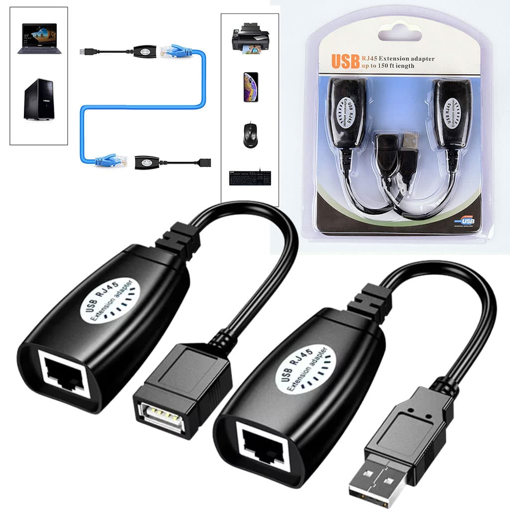 Rallonge de câble USB sur RJ45 2Pcs Longueur jusqu'à 150 m
