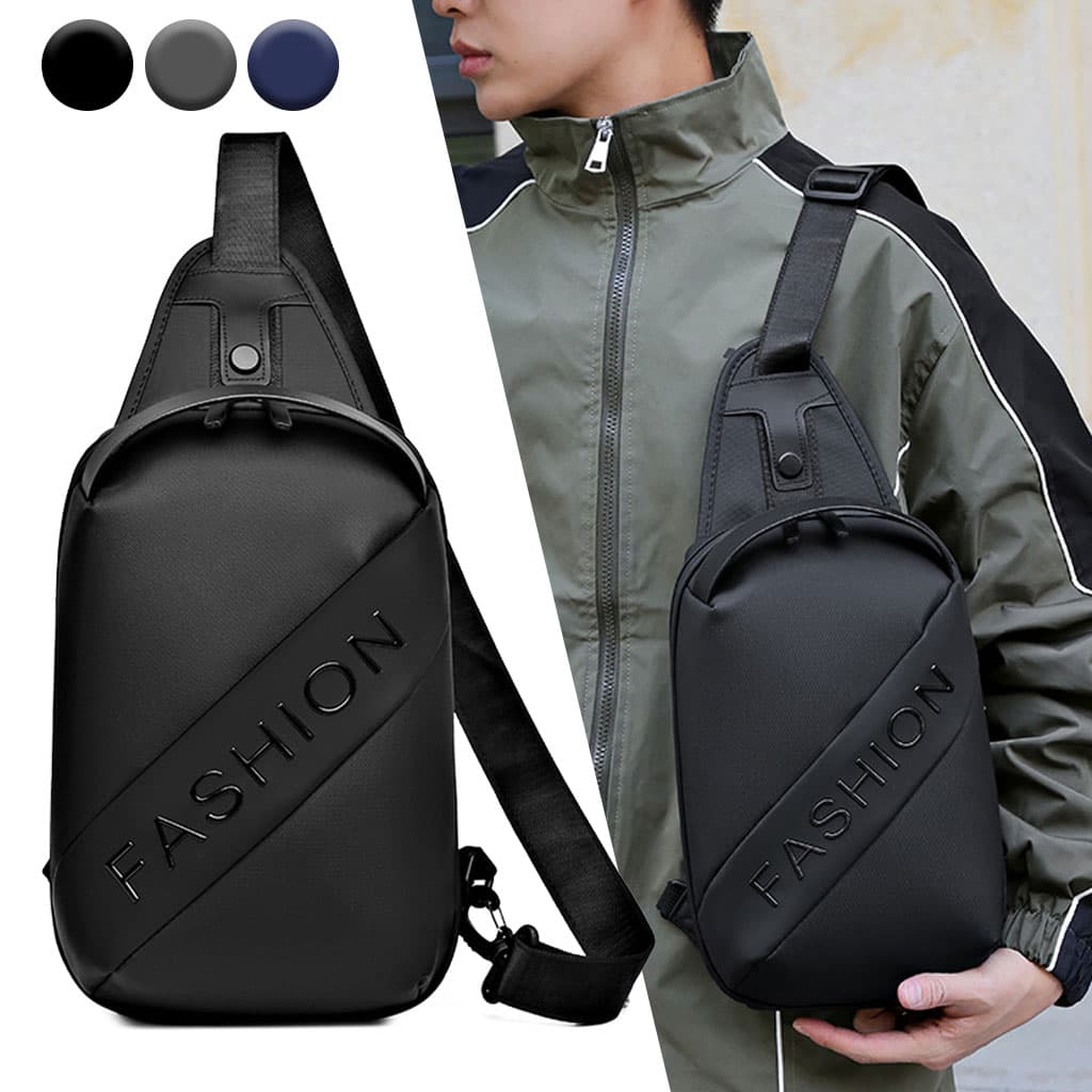 Fashion Black Sac de poitrine décontracté pour hommes avec bandoulière LX068