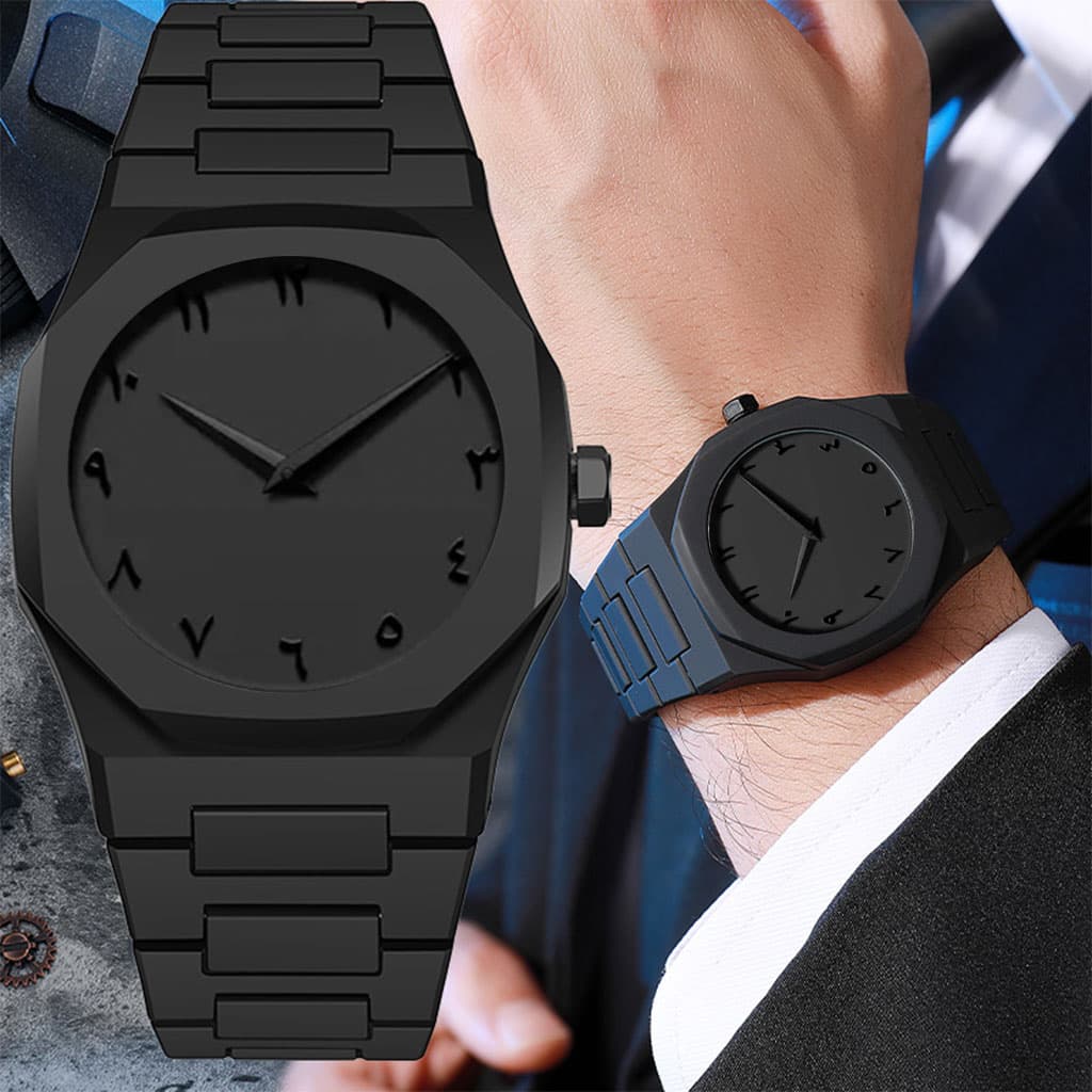 Montre Arabe All in Black pour Homme - ساعة رجالية