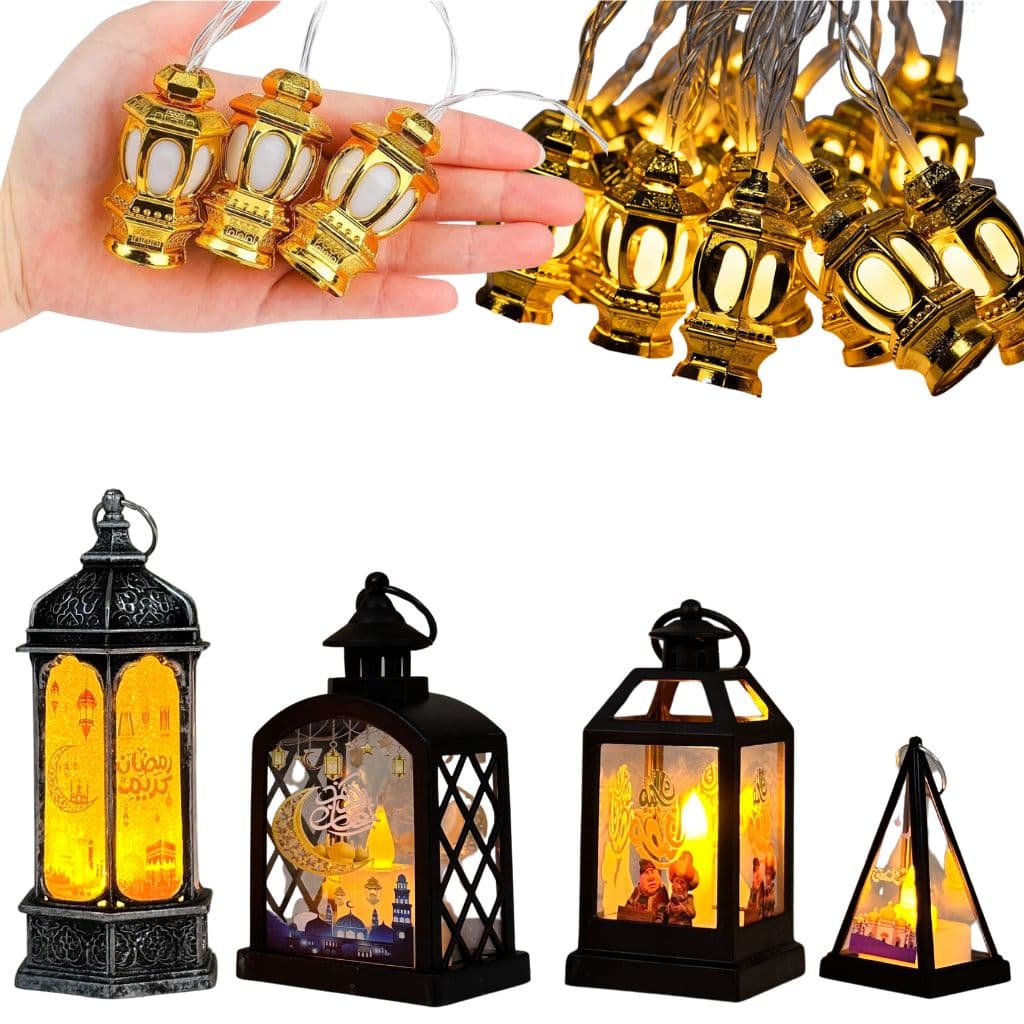 Pack Décoration Ramadan Fawanis + Guirlande lumineuse 5Pcs - مجموعة زينة رمضان من فوانيس وستائر مضيئة