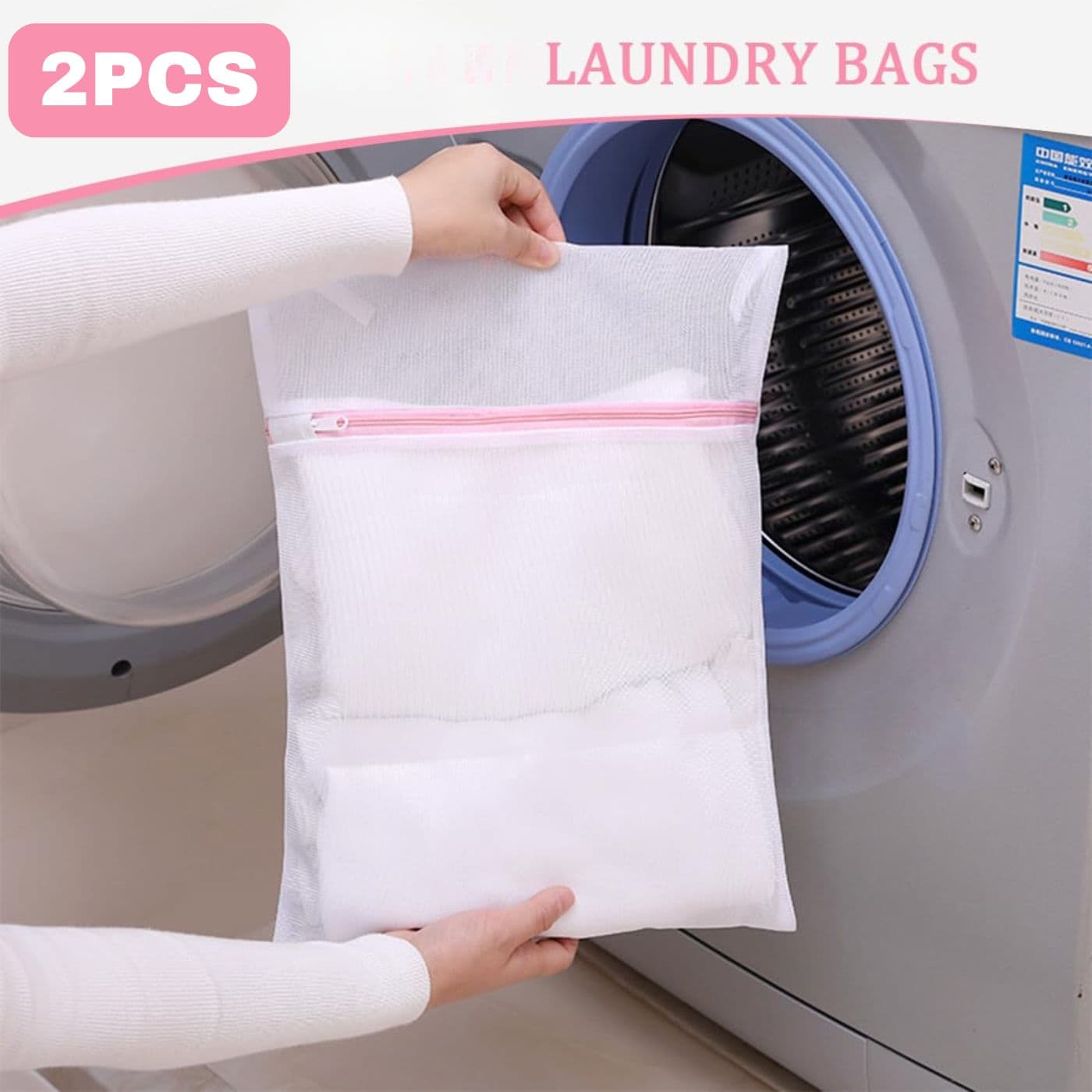 Pack 2 Pcs Sac de lavage et de protection Rectangulaire pour vêtements 50x60 cm