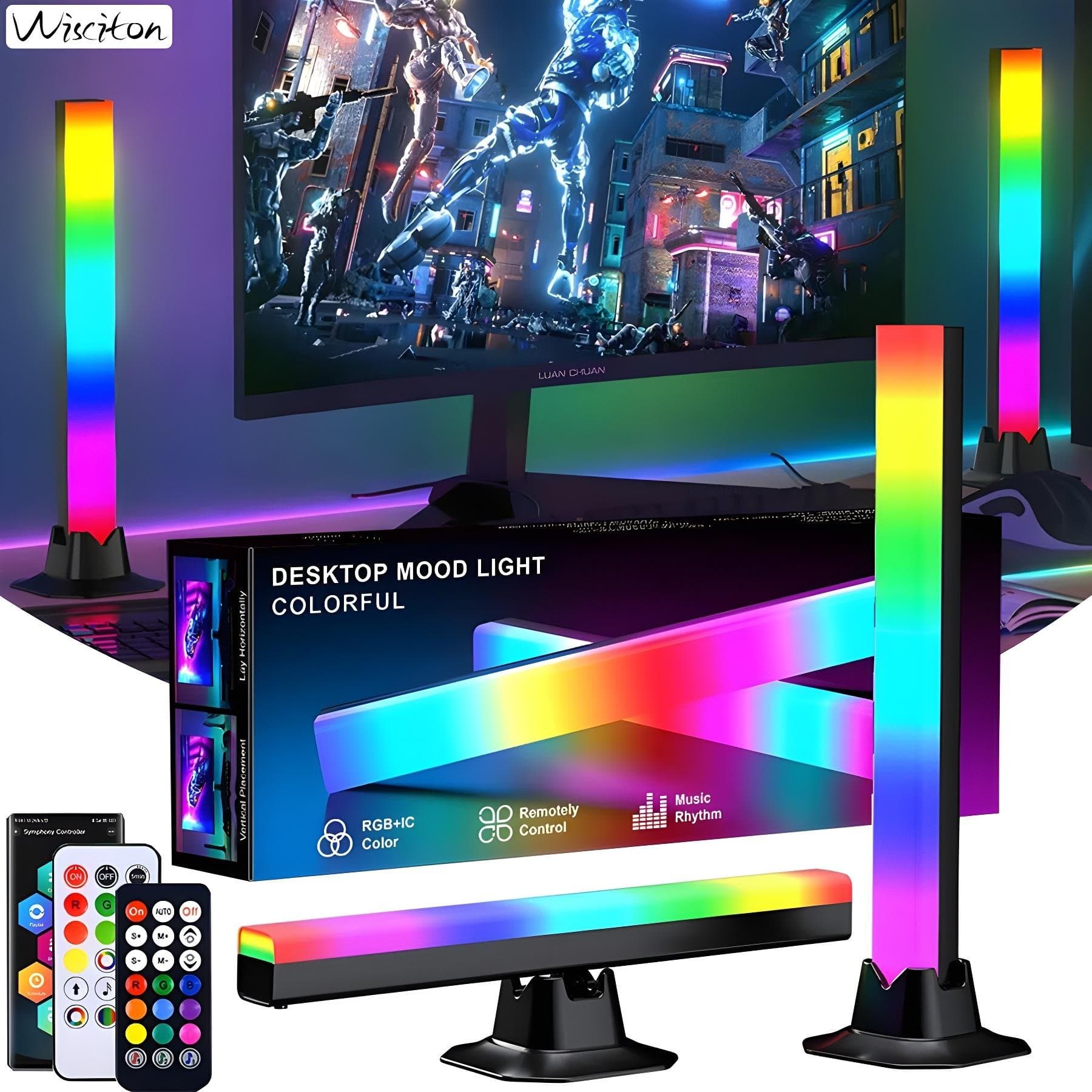 Desktop RGB Background Wall Atmosphere Lighting Bar 2pcs - اعمدة إضاءة لخلفية المكتب